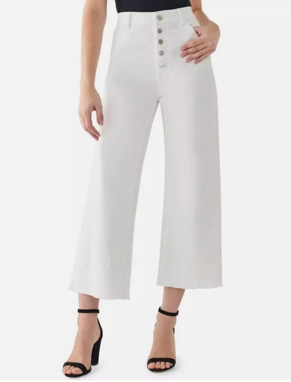 DL1961 Hepburn Jeans White 29 High Rise Wide Leg Tallic